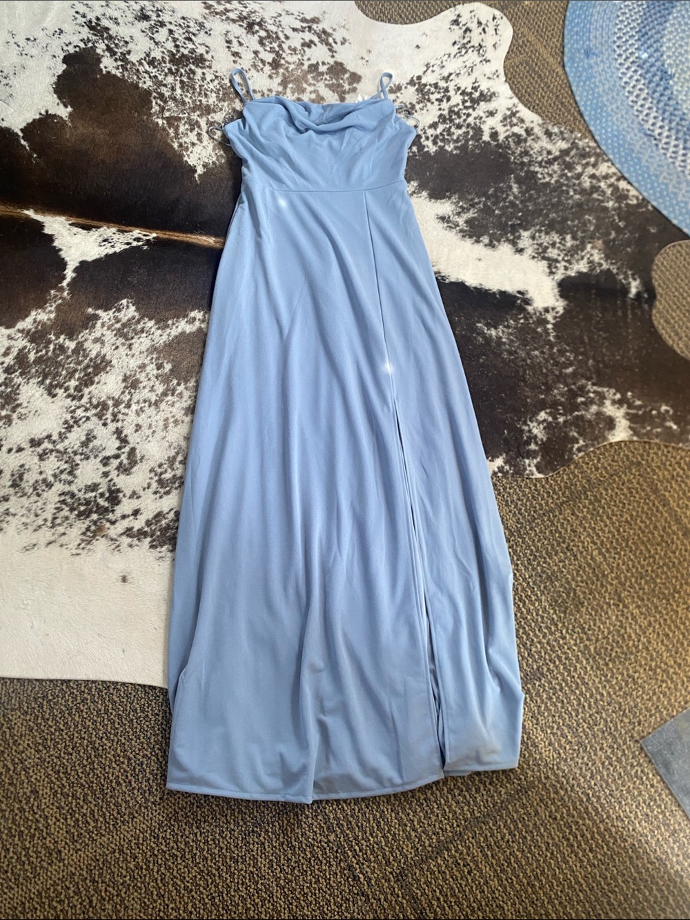 Birdy Grey Sky Blue Cowl-Neck Spaghetti-Strap Maxi Dress